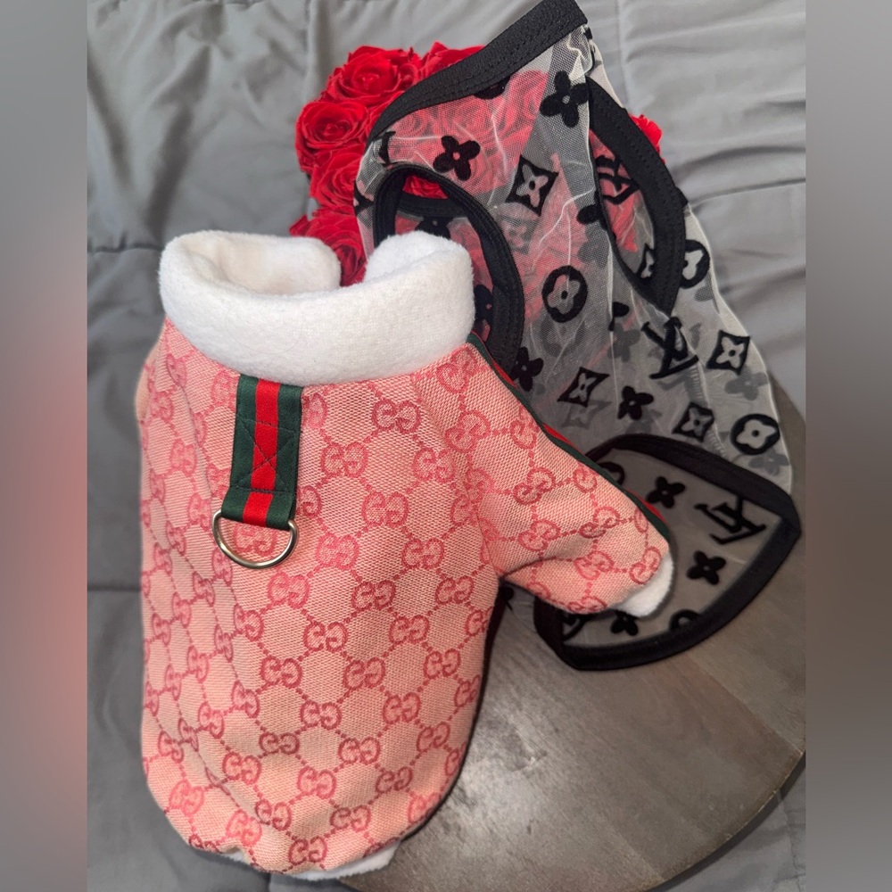 💥SALE💥Luxury-Inspired Dog Outfit Set | Size XS / Small | Cozy Jacket + Mesh Top
